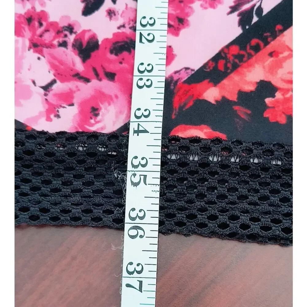 Bailey Blue Stretch Knit & Mesh Dress Women's Sz L Multicolor Floral Sort Sleeve - Picture 7 of 12